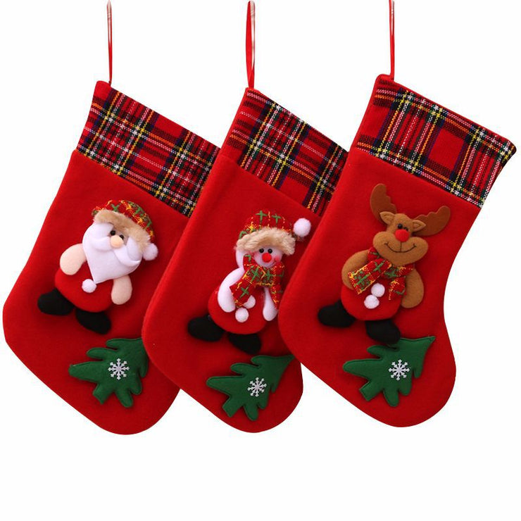 Christmas stockings, Christmas decorations, stockings, Christmas gift bags, medium-sized plush three-dimensional Christmas stockings pendant