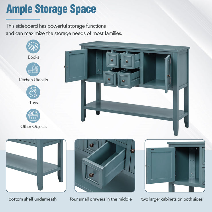 REXM Cambridge Series Spacious Storage Retro Console Desk with Four Small Drawers and Bottom Shelf