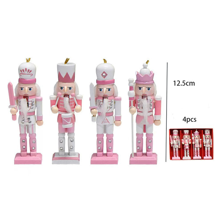 Christmas New 13CM Nordic Soldier Pink and White Cute Nutcracker Ornament Nutcracker Nutcracker Soldier