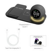 Six in one mobile phone watch headphones wireless charging clock alarm Bluetooth speaker night light