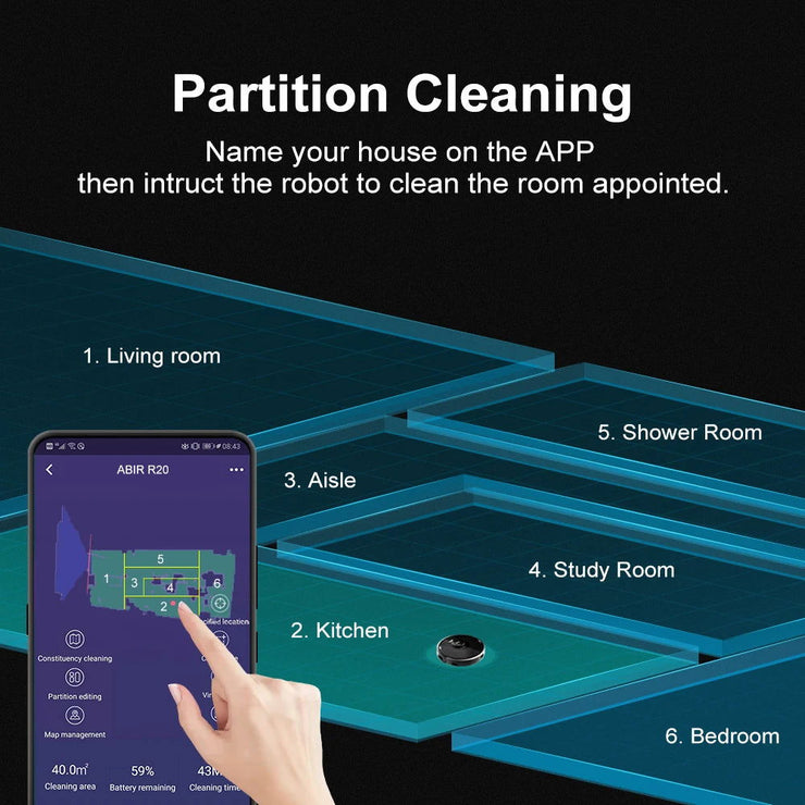 ABIR X8 Robot Vacuum Cleaner ,Laser System, Multiple Floors Maps, Zone Cleaning,Restricted Area Setting for Home Carpet Cleaning - Follow yourDream