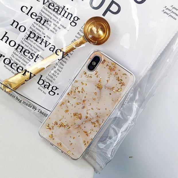 Luxury Gold Foil Bling Marble Phone Case For iPhone X XS Max XR Soft TPU Cover For iPhone 7 8 6 6s Plus Glitter Case Coque Funda