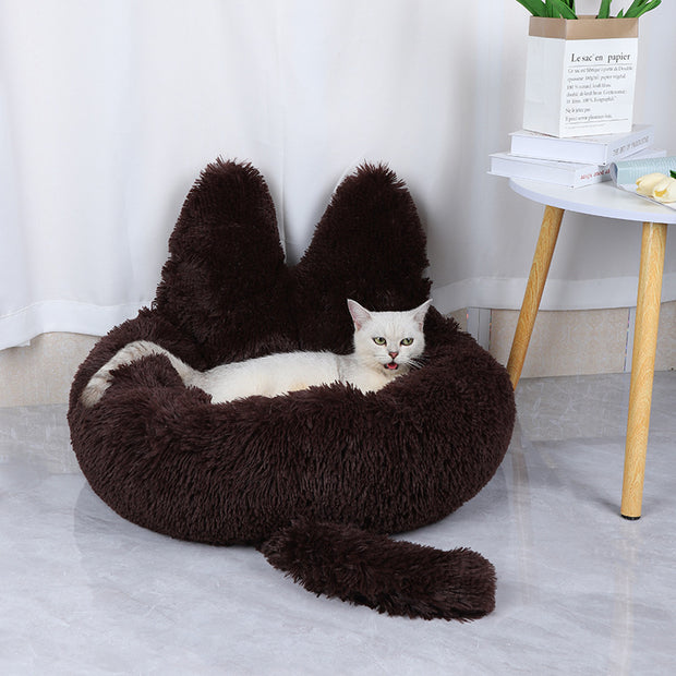 Round Cat House All Season Long Plush Pet House Cat House Warm Pet Supplies Dog Bed Pet Bed Pet Mat