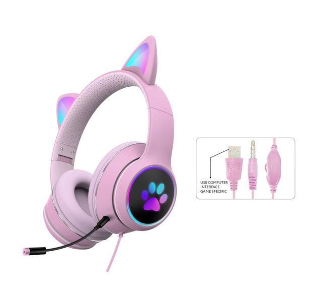 AKZ-022 RGB Luminous Cat Ear Headset Wired Headset Gaming Computer Learning Headset - Follow yourDream