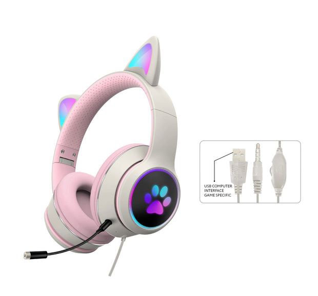 AKZ-022 RGB Luminous Cat Ear Headset Wired Headset Gaming Computer Learning Headset - Follow yourDream