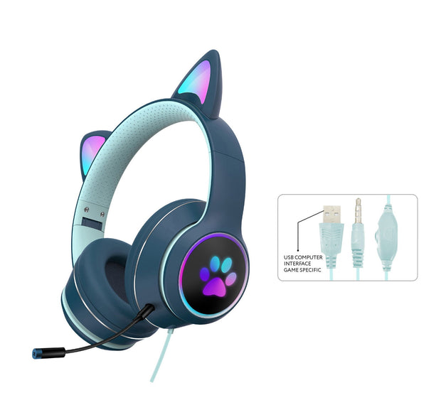 AKZ-022 RGB Luminous Cat Ear Headset Wired Headset Gaming Computer Learning Headset - Follow yourDream