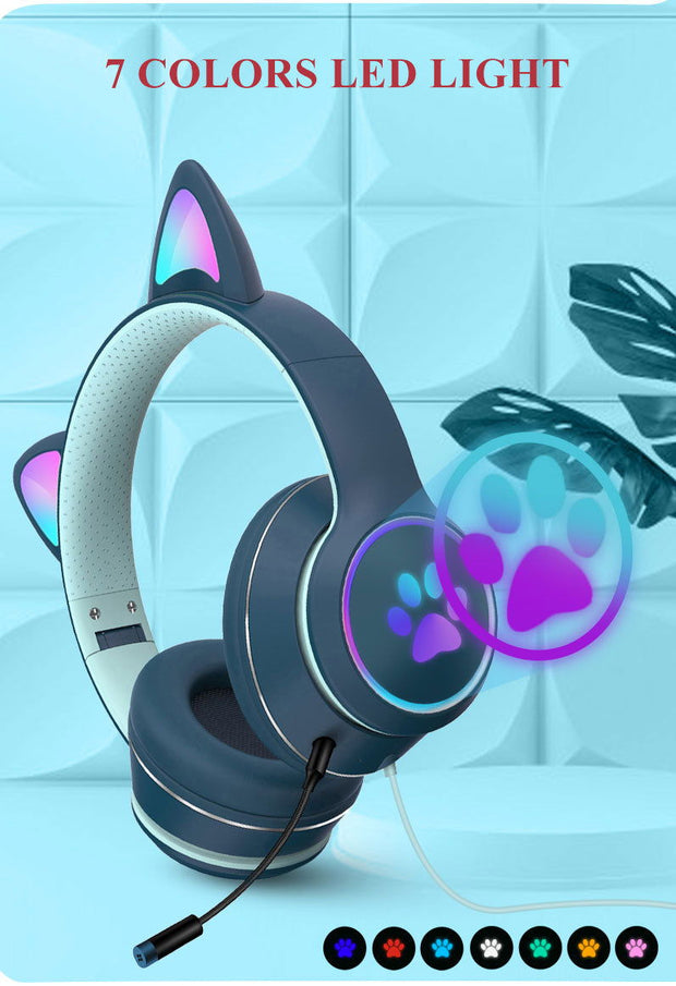AKZ-022 RGB Luminous Cat Ear Headset Wired Headset Gaming Computer Learning Headset - Follow yourDream