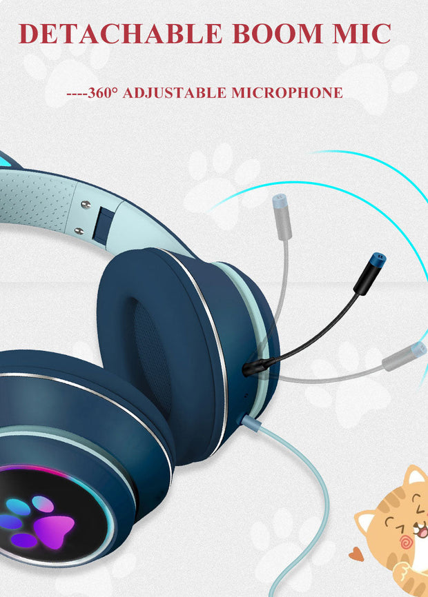 AKZ-022 RGB Luminous Cat Ear Headset Wired Headset Gaming Computer Learning Headset - Follow yourDream