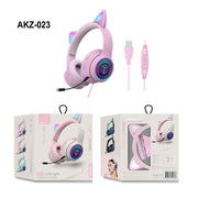 AKZ-023 New RGB Luminous Cat Ear Wired Headset USB With Sound Card Game Headset Learning Headset - Follow yourDream