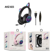 AKZ-023 New RGB Luminous Cat Ear Wired Headset USB With Sound Card Game Headset Learning Headset - Follow yourDream