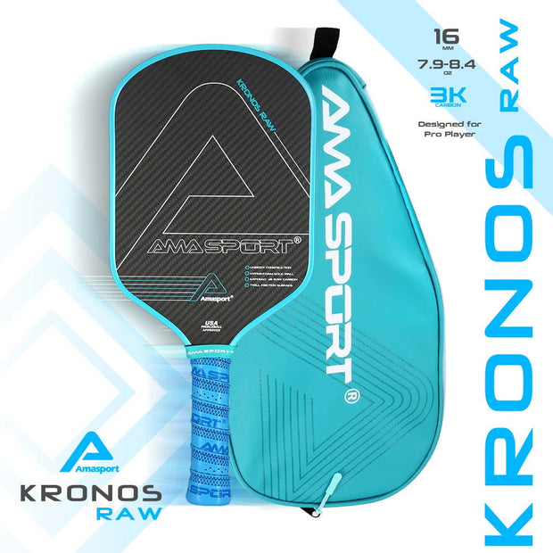 AMA SPORT Pickleball Paddle with Cover Bag 3K Carbon Fiber Friction Textured Surface For Spin Thermoformed Kronos Durable Padel - Follow yourDream