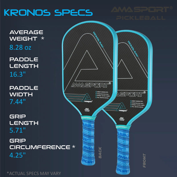 AMA SPORT Pickleball Paddle with Cover Bag 3K Carbon Fiber Friction Textured Surface For Spin Thermoformed Kronos Durable Padel - Follow yourDream
