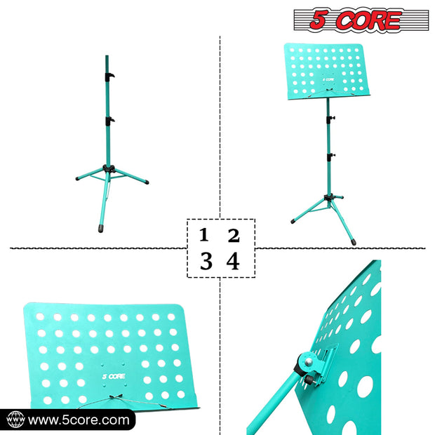 5Core Music Stand For Sheet Music Portablr Folding Tripod + Detachable