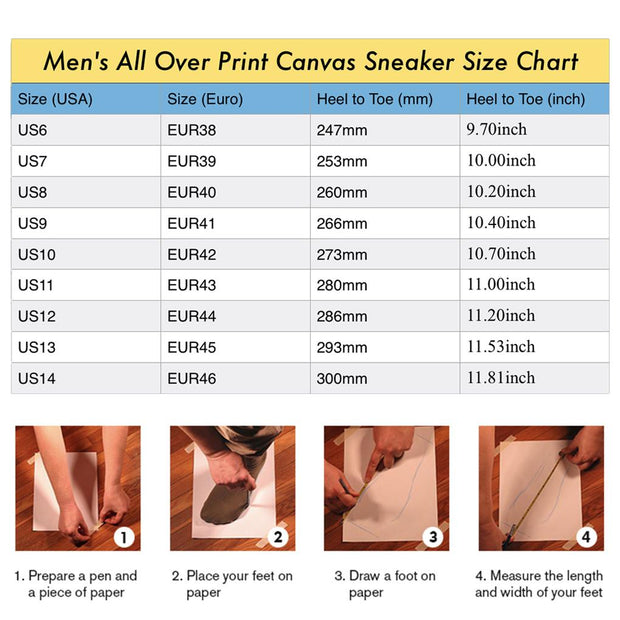 AT THE HARBOUR Men's All Over Print Canvas Sneakers - Follow yourDream