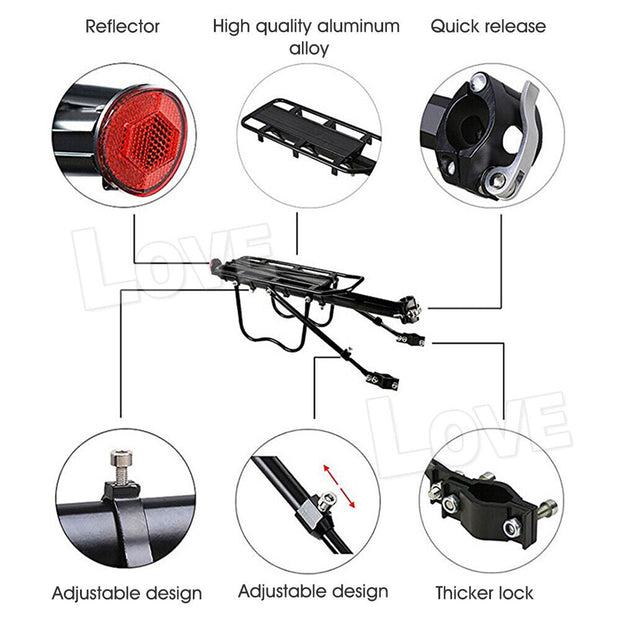Aluminum Bike Rear Rack Seat Luggage Carrier Bicycle Post Mountain Mount Pannier - Follow yourDream