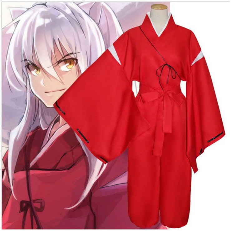 Anime Inuyasha cosplay costume red Japanese kimono men's robe costume Halloween party - Follow yourDream