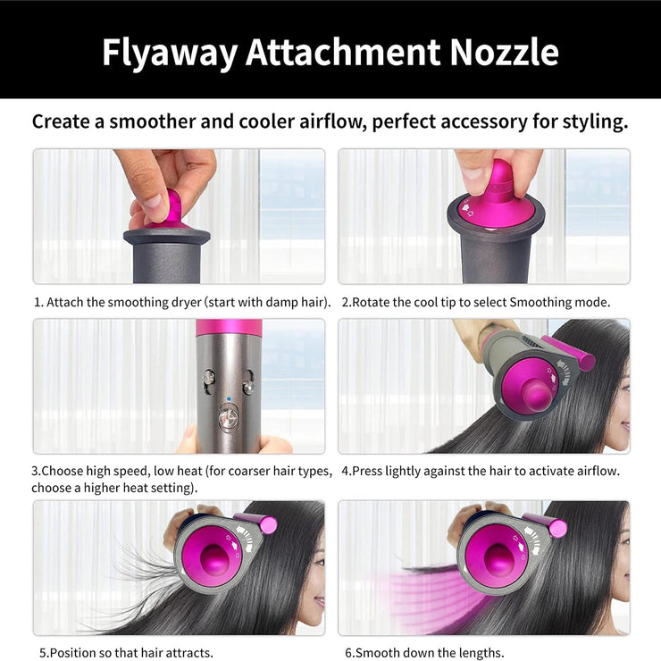 Anti-Flight Flyaway Attachment Nozzle for Dyson Airwrap Smoothing Dryer Accessories for Dyson HS05/01 Straightening Hair Nozzle - Follow yourDream