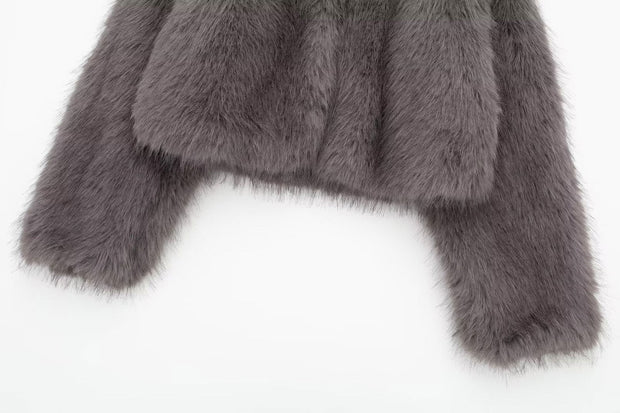 Artificial fur effect short jacket jacket - Follow yourDream