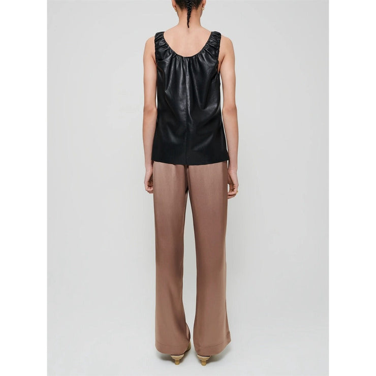 Artificial leather pleated sleeveless top vest for women - Follow yourDream