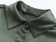 Autumn Fashion 2 Piece Sets Solid Women Wide Pants Wrist Sleeve Female Loose Shirt Suits Y2k Vintage - Follow yourDream