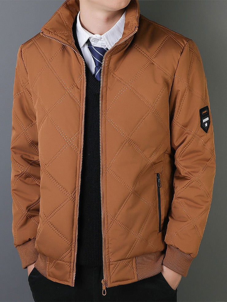 Autumn and winter casual cotton jacket for men, new standing collar windproof and cotton jacket, trendy light business cotton jacket for men, middle-aged and elderly - Follow yourDream
