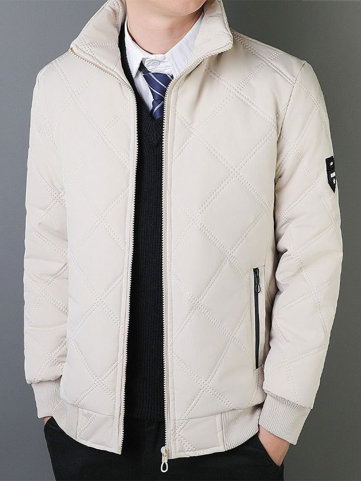 Autumn and winter casual cotton jacket for men, new standing collar windproof and cotton jacket, trendy light business cotton jacket for men, middle-aged and elderly - Follow yourDream