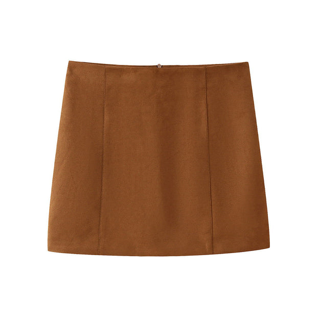 Autumn and winter new fashionable women's clothing casual elegant fashion design sense suede jacket&short skirt set - Follow yourDream