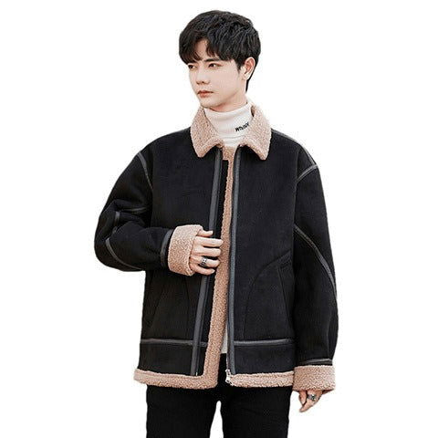 Autumn and winter suede cotton jacket, men's cardigan, hoodie, casual jacket, couple's cotton jacket with velvet - Follow yourDream