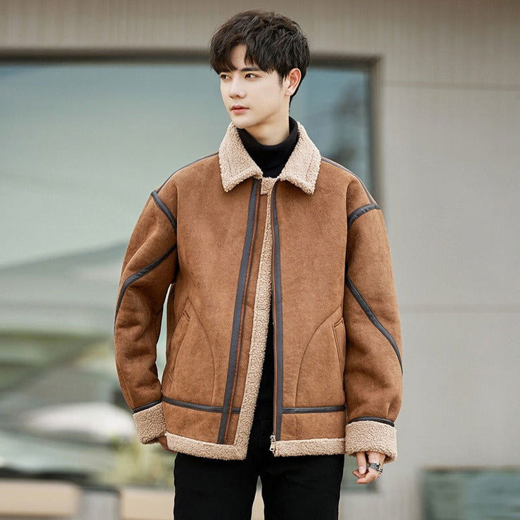 Autumn and winter suede cotton jacket, men's cardigan, hoodie, casual jacket, couple's cotton jacket with velvet - Follow yourDream