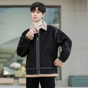 Autumn and winter suede cotton jacket, men's cardigan, hoodie, casual jacket, couple's cotton jacket with velvet - Follow yourDream