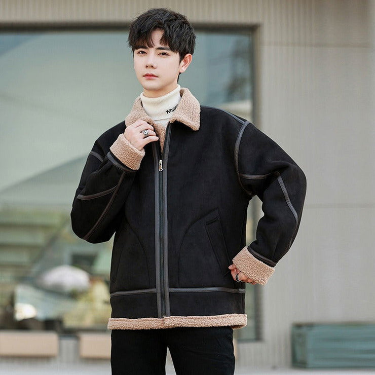 Autumn and winter suede cotton jacket, men's cardigan, hoodie, casual jacket, couple's cotton jacket with velvet - Follow yourDream