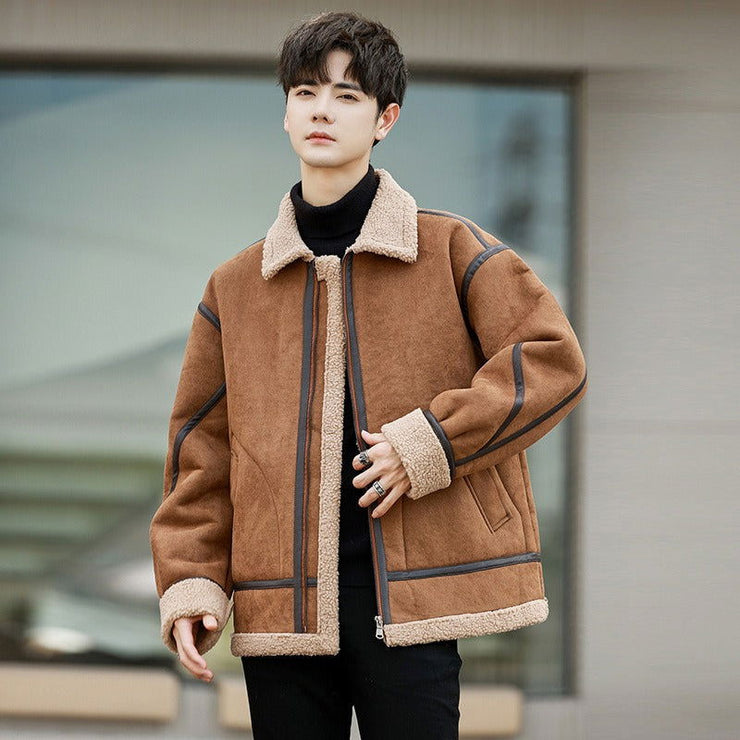 Autumn and winter suede cotton jacket, men's cardigan, hoodie, casual jacket, couple's cotton jacket with velvet - Follow yourDream