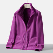 Autumn new double-sided warm fleece jacket for women, thickened couple style, coral fleece stand up collar cardigan jacket - Follow yourDream