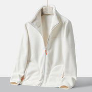 Autumn new double-sided warm fleece jacket for women, thickened couple style, coral fleece stand up collar cardigan jacket - Follow yourDream