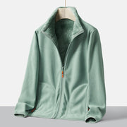 Autumn new double-sided warm fleece jacket for women, thickened couple style, coral fleece stand up collar cardigan jacket - Follow yourDream