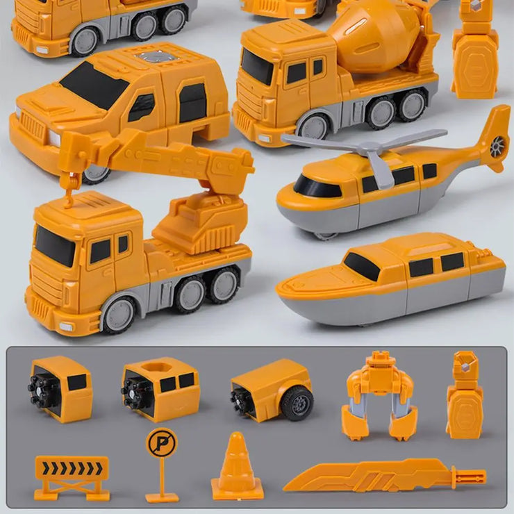 Magnetic Transform Engineering Car Assembled Toys Set For Kids Boys Gifts Toy Construction Vehicles Robot Toys