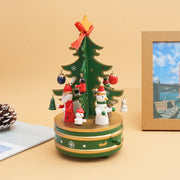 Desktop Christmas Tree Carousel Music Box Wooden Music Box Creative Christmas Scene Decoration Ornament