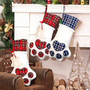 Christmas Decoration Supplies Christmas Socks Gift Bags Dog Paws Christmas Socks Gingham Bone Socks