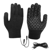 Thick heating electric gloves USB heating electric knitted warm gloves