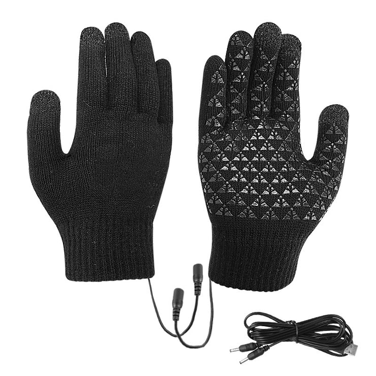 Thick heating electric gloves USB heating electric knitted warm gloves