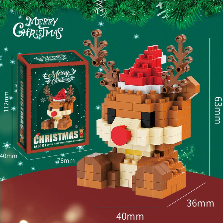 Compatible with building blocks, small particle assembly, snowman, Christmas reindeer, Christmas gifts, children's toy gifts