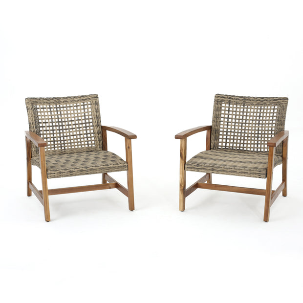 HAMPTON WOOD + WICKER CLUB CHAIR ( set of 2)