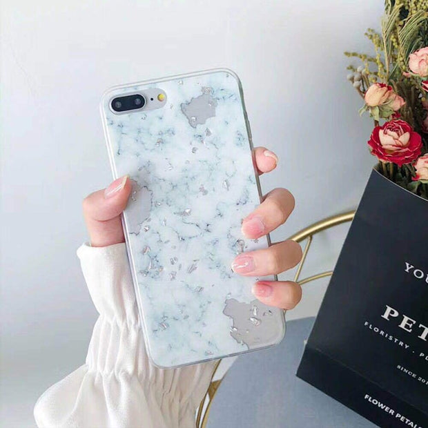 Luxury Gold Foil Bling Marble Phone Case For iPhone X XS Max XR Soft TPU Cover For iPhone 7 8 6 6s Plus Glitter Case Coque Funda