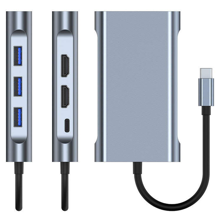 Cross border 8-in-1 docking station network card MST multi screen display suitable for Apple Huawei computer type-c docking station - Follow yourDream