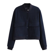 Stand up collar large pocket women's jacket outerwear for women