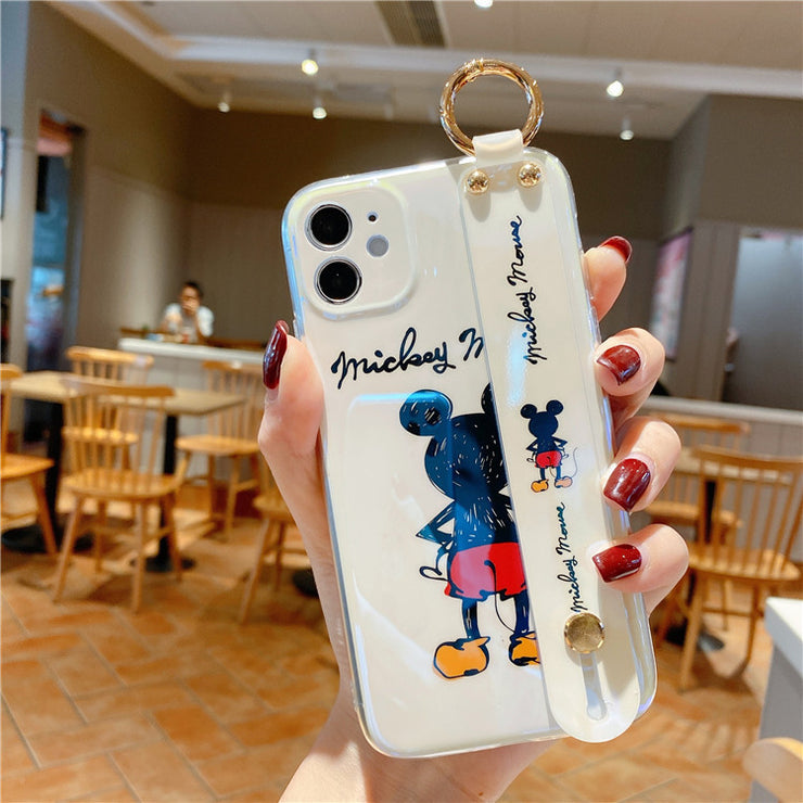 Blu Ray Cute Mickey Suitable For Iphone12pro Mobile Phone Case Wristband Apple 7plus Mickey Mouse 11 Protective Case