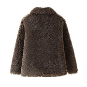 European and American style women's fashion temperament artificial fur effect coat jacket