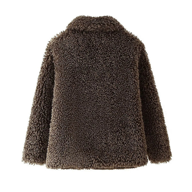 European and American style women's fashion temperament artificial fur effect coat jacket