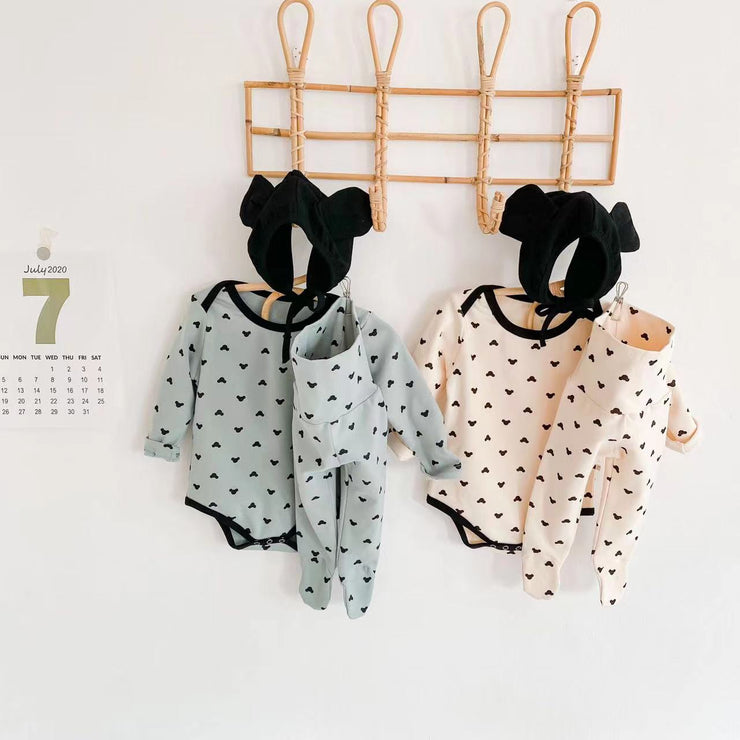 Baby Cartoon Print Pattern Soft Onesies Combo Trousers Sets - Follow yourDream