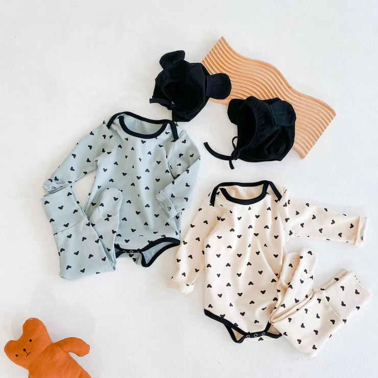 Baby Cartoon Print Pattern Soft Onesies Combo Trousers Sets - Follow yourDream